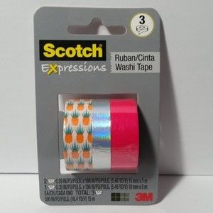 Scotch Expressions Washi Tape Pineapple Pink Iridescent Crafts Scrapbook